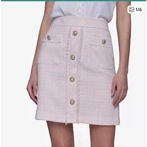 Karl Lagerfeld Pink Button Front Tweed Mini Skirt Nwt Size 2